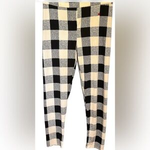 LUCKY BRAND WOMENS 2-piece set buffalo plaid black/ivory pajamas size large